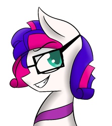 Size: 664x748 | Tagged: safe, artist:askhypnoswirl, oc, oc only, oc:shutters, pegasus, pony, cute, female, glasses, grin, smiling, solo
