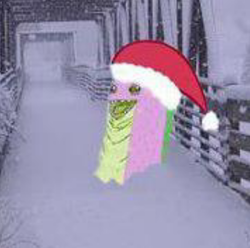 Size: 426x423 | Tagged: safe, spike, dragon, g4, hat, i don't even know, male, santa hat, snow, wat, why