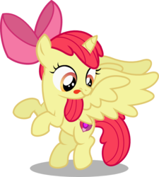 Size: 766x850 | Tagged: safe, artist:seahawk270, apple bloom, alicorn, pony, g4, bloomicorn, cute, female, filly, race swap, simple background, solo, the cmc's cutie marks, tongue out, transparent background, vector