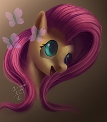 Size: 1840x2112 | Tagged: safe, artist:zilvart, fluttershy, pony, g4, bust, female, head only, open mouth, portrait, signature, solo