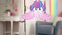 Size: 1920x1080 | Tagged: safe, princess flurry heart, g4, commercial, flying, irl, photo, rainbow, youtube link