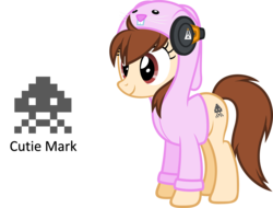 Size: 2048x1555 | Tagged: safe, artist:zacatron94, oc, oc only, oc:pixel, clothes, gamer, headphones, hoodie, overwatch, solo, space invaders, taito