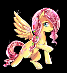 Size: 600x647 | Tagged: safe, artist:tzc, fluttershy, crystal pony, pony, g4, crystallized, female, flower, flower in hair, solo