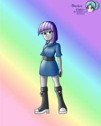 Size: 2540x3137 | Tagged: safe, artist:darkengales, maud pie, equestria girls, g4, boots, clothes, converse, female, high res, rainbow background, shirt, shoes, skirt, solo