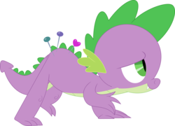 Size: 3593x2589 | Tagged: safe, artist:porygon2z, spike, dragon, g4, green isn't your color, fangs, high res, male, pincushion spike, pins, quadrupedal spike, simple background, smiling, solo, transparent background, vector