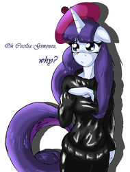 Size: 2576x3392 | Tagged: safe, artist:alcasar-reich, rarity, anthro, g4, beatnik rarity, beret, breasts, clothes, female, hat, high res, solo