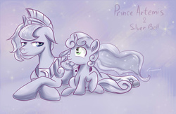 Size: 2300x1500 | Tagged: dead source, safe, artist:redheadfly, princess luna, sweetie belle, g4, prince artemis, rule 63, silver bell