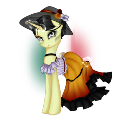 Size: 1000x1000 | Tagged: safe, artist:yuntaoxd, oc, oc only, pony, unicorn, choker, clothes, dia de los muertos, dress, hat, mexico, simple background, solo, transparent background