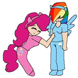 Size: 801x805 | Tagged: safe, artist:everyponys favorite, pinkie pie, rainbow dash, human, g4, humanized