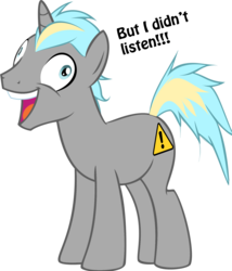 Size: 1600x1872 | Tagged: safe, artist:bravefleet, oc, oc only, pony, crazy face, exploitable meme, faic, i didn't listen, image macro, male, meme, simple background, solo, stallion, transparent background, vector