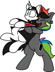 Size: 943x1233 | Tagged: safe, artist:coatieyay, artist:shinodage, oc, oc only, oc:dattepone, oc:krylone, .svg available, clothes, freckles, hug, rainbow hair, simple background, svg, transparent background, vector