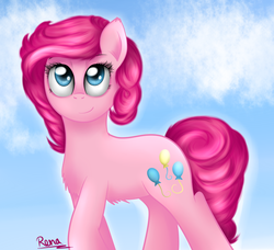 Size: 1350x1230 | Tagged: safe, artist:puggie, pinkie pie, earth pony, pony, g4, alternate hairstyle, chest fluff, female, solo