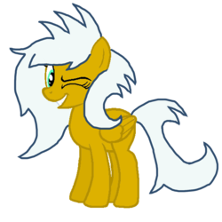 Size: 1152x1152 | Tagged: safe, artist:motownwarrior01, artist:pegasski, oc, oc only, oc:golden flurry, g4, base used, one eye closed, simple background, solo, transparent background, wink