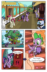 Size: 1750x2700 | Tagged: safe, artist:sirzi, artist:true line translators, all aboard, brolly, roseluck, spike, twilight sparkle, whitewash, alicorn, dragon, earth pony, pegasus, pony, comic:talisman for a pony (pt), g4, comic, crossover, female, jackie chan adventures, mare, portuguese, translation, twilight sparkle (alicorn)