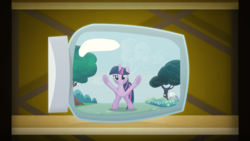 Size: 1920x1080 | Tagged: safe, artist:comric, twilight sparkle, alicorn, pony, g4, female, hooves up, mare, pony in a bottle, solo, tree, twilight sparkle (alicorn), vector, wallpaper