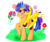 Size: 1024x850 | Tagged: safe, artist:celeslun03, flash sentry, oc, oc:orion galaxy, alicorn, pony, g4, alicorn oc, colt, dirty, father and son, flower, implied flashlight, magic, male, offspring, papa flash, parent:flash sentry, parent:twilight sparkle, parents:flashlight