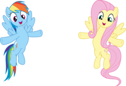 Size: 8702x6000 | Tagged: safe, artist:aethon056, fluttershy, rainbow dash, pegasus, pony, flutter brutter, g4, absurd resolution, belly, can i do it on my own, cute, dashabetes, duo, flying, inkscape, open mouth, shyabetes, simple background, singing, transparent background, vector