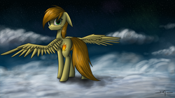 Size: 2560x1440 | Tagged: safe, artist:setharu, oc, oc only, pegasus, pony, cloud, night sky, solo