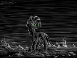 Size: 1280x960 | Tagged: safe, artist:setharu, oc, oc only, oc:xenith, zebra, fallout equestria, black background, fanfic, fanfic art, female, mare, simple background, solo, speedpaint, zebra oc