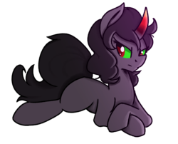 Size: 1634x1323 | Tagged: safe, artist:themodpony, king sombra, g4, black, lying, prone, queen umbra, rule 63, simple background, solo, transparent background