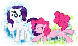 Size: 2395x1428 | Tagged: safe, artist:pinkcupcake17, pinkie pie, rarity, g4