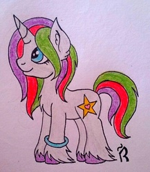 Size: 993x1143 | Tagged: safe, artist:dawn-designs-art, oc, oc only, oc:true star, pony, unicorn, solo, traditional art