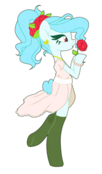 Size: 800x1360 | Tagged: safe, artist:va1ly, oc, oc only, oc:curly mane, pony, semi-anthro, bipedal, clothes, dress, flower, rose, solo, stockings