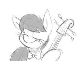 Size: 2875x2258 | Tagged: safe, artist:leadhooves, octavia melody, g4, cello, female, monochrome, musical instrument, solo