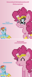 Size: 504x1182 | Tagged: safe, artist:verve, pinkie pie, rainbow dash, genie, ain't never had friends like us, g4, ask, embarrassed, eyes closed, implied twidash, jewelry, pixel art, tumblr