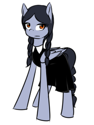 Size: 524x694 | Tagged: safe, artist:cosmalumi, oc, oc only, clothes, cosplay, costume, dress, ponysona, solo, the addams family, wednesday addams