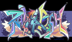 Size: 1800x1076 | Tagged: safe, artist:tyuubatu, rainbow dash, g4, female, graffiti, solo