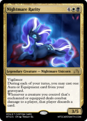 Size: 375x523 | Tagged: safe, artist:tzelly-el, nightmare rarity, pony, unicorn, g4, card, magic the gathering, solo