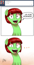 Size: 850x1622 | Tagged: safe, artist:ceehoff, oc, oc only, oc:cherry limeade, ..., ask, bad pun, comic, pun, solo, tumblr