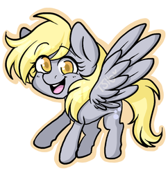Size: 612x632 | Tagged: safe, artist:twisted-sketch, derpy hooves, pegasus, pony, g4, female, mare, open mouth, smiling, solo, spread wings