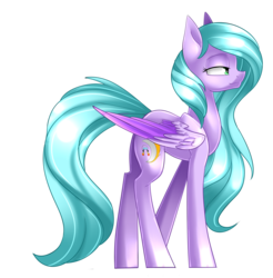 Size: 2737x2784 | Tagged: safe, artist:scarlet-spectrum, oc, oc only, oc:moon flare, art trade, folded wings, high res, large wings, long legs, long mane, long tail, side view, simple background, solo, tail, transparent background, wings