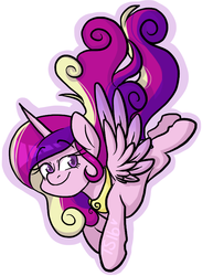 Size: 612x792 | Tagged: dead source, safe, artist:twisted-sketch, princess cadance, g4, female, flying, simple background, solo