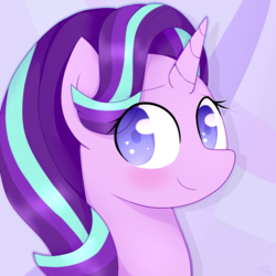 Size: 1000x1000 | Tagged: dead source, safe, artist:ultrard, starlight glimmer, pony, unicorn, g4, blushing, bust, colored pupils, cute, female, glimmerbetes, looking at you, mare, portrait, solo