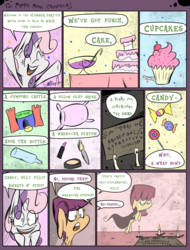 Size: 1235x1625 | Tagged: safe, artist:slitherpon, apple bloom, scootaloo, sweetie belle, ghost, moody mark crusaders, g4, alternate universe, bouncing castle, comic, cutie mark crusaders, necromancy, ouija board, party
