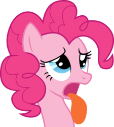 Size: 7104x7879 | Tagged: safe, artist:dblokt, pinkie pie, g4, absurd resolution, bust, disgusted, female, portrait, simple background, solo, tongue out, transparent background, vector