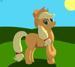 Size: 1024x910 | Tagged: safe, artist:silver---streak, applejack, g4, crossed hooves, female, missing cutie mark, solo, sun