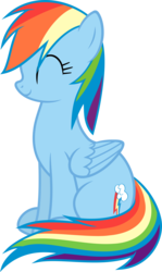 Size: 3586x6000 | Tagged: safe, artist:slb94, rainbow dash, g4, cute, dashabetes, eyes closed, female, happy, simple background, sitting, smiling, solo, transparent background, vector