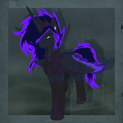 Size: 2000x2000 | Tagged: safe, artist:britishmindslave, artist:cocoamintwhimsy, oc, oc only, oc:lord darkfire, alicorn, pony, high res, male, mane of fire, solo