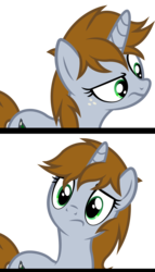Size: 2034x3550 | Tagged: safe, artist:outlawedtofu, oc, oc only, oc:littlepip, pony, unicorn, fallout equestria, comic, confused, fanfic, fanfic art, female, freckles, high res, horn, looking at you, mare, simple background, solo, spoilers in the comments, transparent background, vector