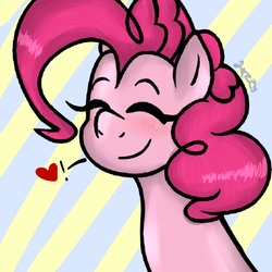 Size: 540x540 | Tagged: safe, artist:apple-jazzy, pinkie pie, g4, blushing, eyes closed, female, heart, solo