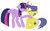 Size: 1024x628 | Tagged: safe, artist:101dragonslayer, comet tail, twilight sparkle, alicorn, pony, unicorn, g4, blush sticker, blushing, eyes closed, female, floppy ears, kissing, male, mare, raised hoof, ship:cometlight, shipping, shocked, simple background, sitting, spread wings, stallion, straight, surprise kiss, twilight sparkle (alicorn), white background, wide eyes, wings