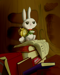 Size: 1024x1277 | Tagged: safe, artist:ai-battle-programer, angel bunny, g4, alice in wonderland, bowtie, clothes, male, pile, solo, wip