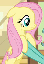 Size: 413x600 | Tagged: safe, screencap, fluttershy, zephyr breeze, pegasus, pony, flutter brutter, g4, animated, cute, female, floppy ears, frown, holding a pony, male, mare, offscreen character, shyabetes, solo focus, stallion
