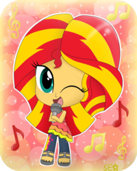 Size: 1602x2000 | Tagged: dead source, safe, artist:supererikastar, sunset shimmer, equestria girls, g4, my little pony equestria girls: rainbow rocks, chibi, cute, female, micro, shimmerbetes, solo, wink