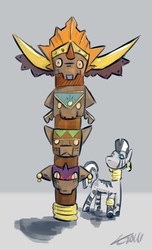 Size: 758x1249 | Tagged: safe, artist:liracrown, zecora, zebra, g4, looking up, simple background, sketch, statue, totem