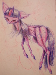 Size: 1280x1707 | Tagged: safe, artist:sweetstrawberryblood, twilight sparkle, g4, female, pen drawing, solo, traditional art